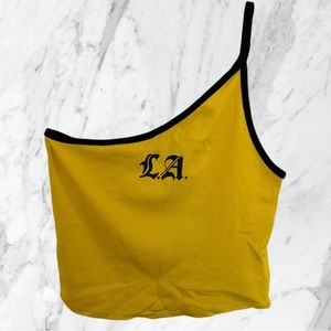 🌸One Shoulder Ribbed Crop Cami